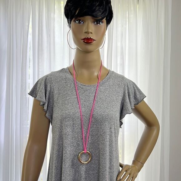 RJ Graziano Pink Cord with God Tone Ring Pendant - Picture 2 of 6